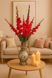 Kunstbloemen kunsttakken rode gladiool hoogte 108 cm