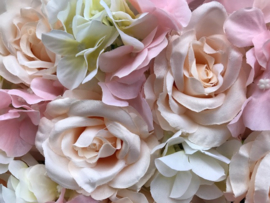 Flower wall/bloemenwand paneel 40x60 cm roze/creme/peach bruiloft