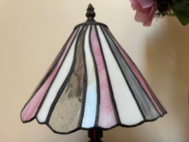 Tiffany tafellamp/bureaulamp roze/beige hoogte 30 cm