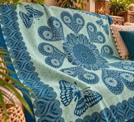 Mandala doek met vlinders – Mintgroen petrolblauw – 220 x 200 cm