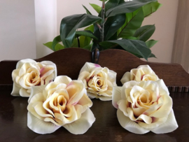 Kunstbloemen rozen creme/paars-roze diameter 12 cm