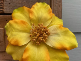 Kunstbloemen clematis geel, diameter 12 cm