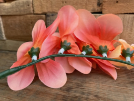 Kunstbloemen fresia koraal roze, steel 14 cm, 6 bloemen