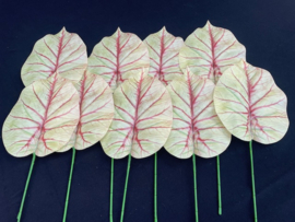 Kunstbladeren met brede nerf lichtgroen/rood