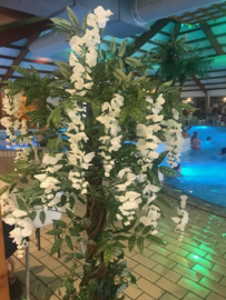 Kunstbomen/kunstplanten subtropisch zwembad, goudenregen wit 180 cm