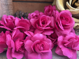 Kunstbloemen roosjes fuchsia, diameter 4 cm