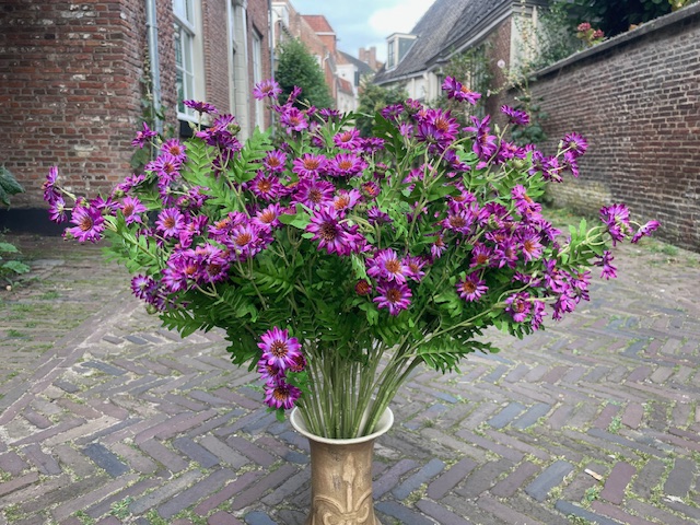 Kunstbloemen madelief takken paars, hoogte 87 cm
