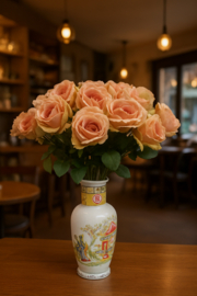 Kunstbloemen rozen taupe met een licht roze tint hoogte 66 cm