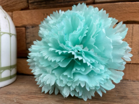 Kunstbloemen anjers turquoise, diameter 9 cm