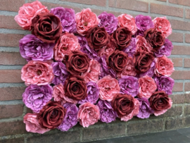 Flowerwall/bloemenmuur voorbeeld paneel pioenrozen 40x60 cm
