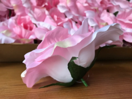 Kunstbloemen roze rozen satijn, diameter 14 cm