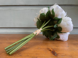 Kunstbloemen boeketjes met zeven pioenrozen hoogte 24 cm