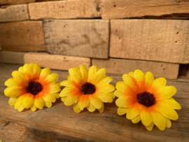 Kunstbloemen mini zonnebloemen diameter 4 cm