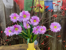 Kunstbloemen gerbera lila tak/boeket met 3 bloemen hoogte 55 cm
