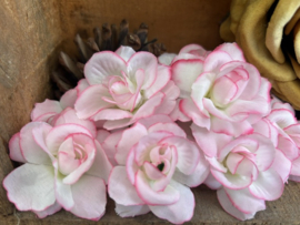 Kunstbloemen roosjes crème/ roze, diameter 4 cm