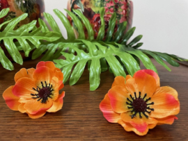 Kunstbloemen anemoon oranje diameter 6 cm