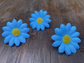 Kunstbloemen mini margriet blauw, diameter 4 cm
