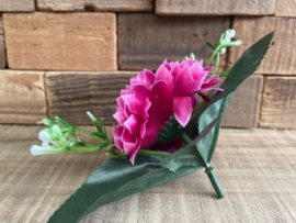 Kunstbloemen chrysant wijnrood met blad en gipskruid