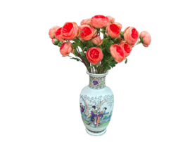 Kunstbloem Rood / Roze Ranonkel op steel 62 cm