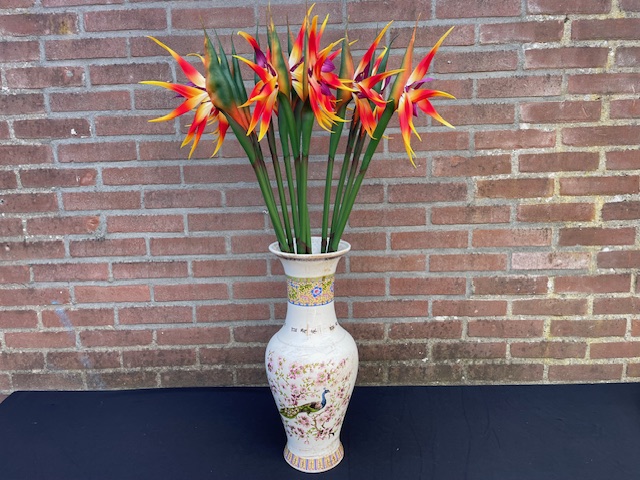 Kunstbloemen strelitzia met brede steel hoogte 94 cm