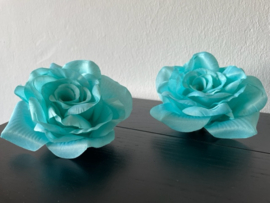 Kunstbloemen rozen turquoise diameter 13 cm