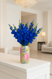 Kunstbloemen, kunsttak gladiool blauw hoogte 84 cm 