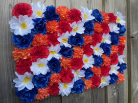 Bloemenmuur/flowerwall koningsdag kleuren 40x60 cm