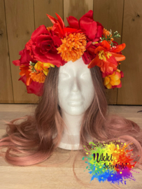 Haarband rood/oranje, festival/feest versiering carnaval