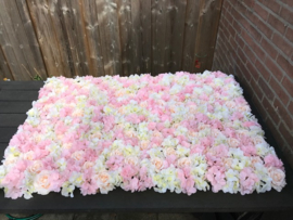 Flowerwall peach, gebroken-wit, roze 120x80 cm