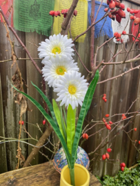 Kunstbloemen gerbera wit tak/boeket met 3 bloemen hoogte 55 cm