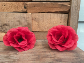 Kunstbloemen roosjes rood diameter 5 cm