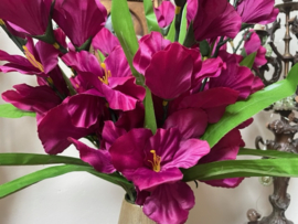 Kunstbloemen gladiolen tak met 6 bloemen, wijnrood 48 cm
