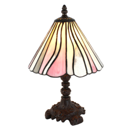 Tiffany tafellamp/bureaulamp roze/beige hoogte 30 cm