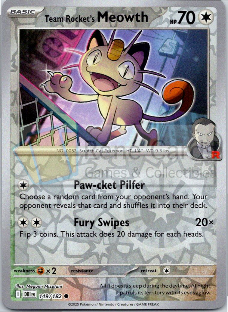 Team Rocket's Meowth - DRI  - 149/182 - Reverse