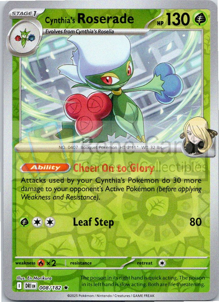 Cynthia's Roserade - DRI  - 008/182 - Reverse