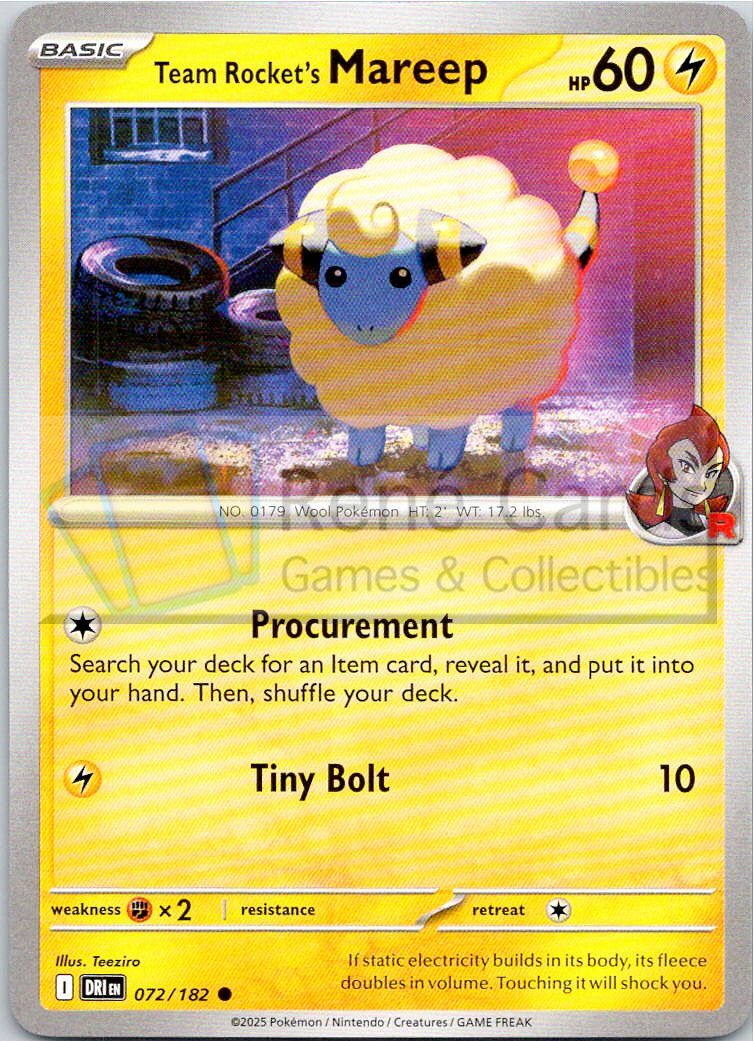 Team Rocket's Mareep - DRI  - 072/182