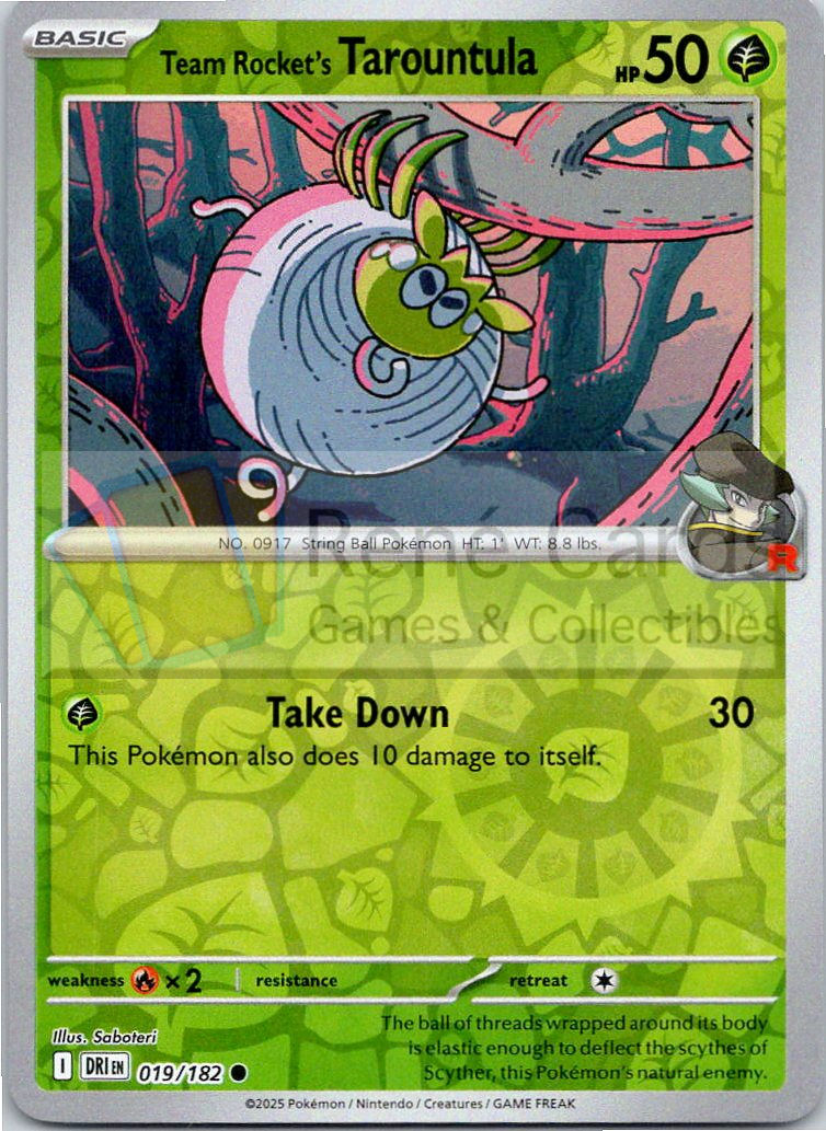 Team Rocket's Tarountula - DRI  - 019/182 - Reverse