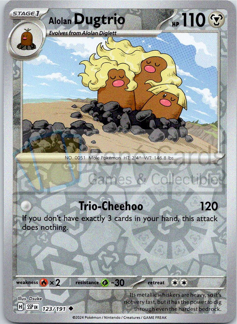 Alolan Dugtrio - SSP - 123/191 - Reverse
