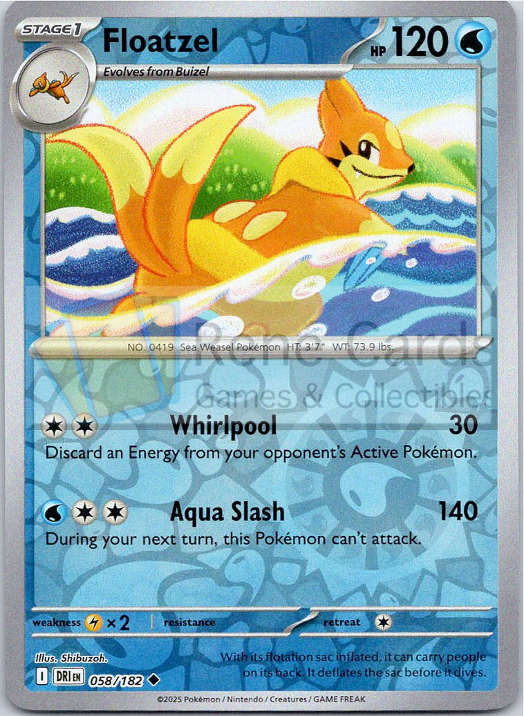 Floatzel - DRI  - 058/182 - Reverse