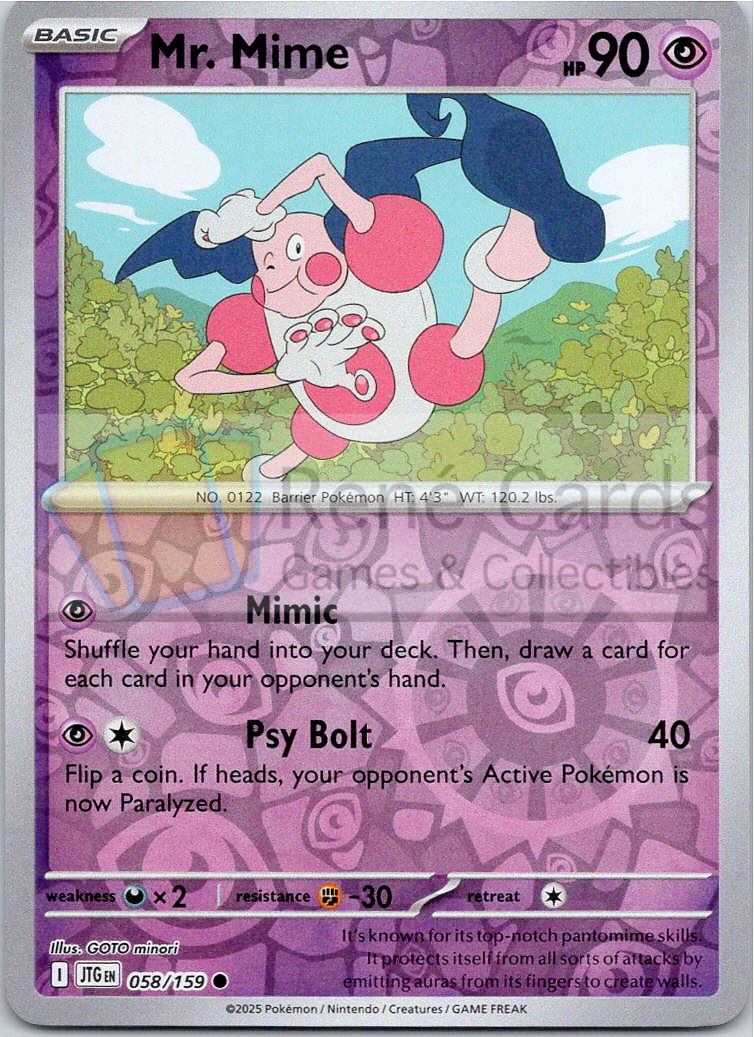 Mr. Mime - JTG  - 058/159 - Reverse