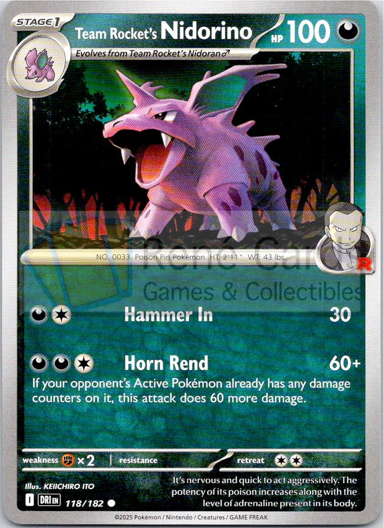 Team Rocket's Nidorino - DRI  - 118/182