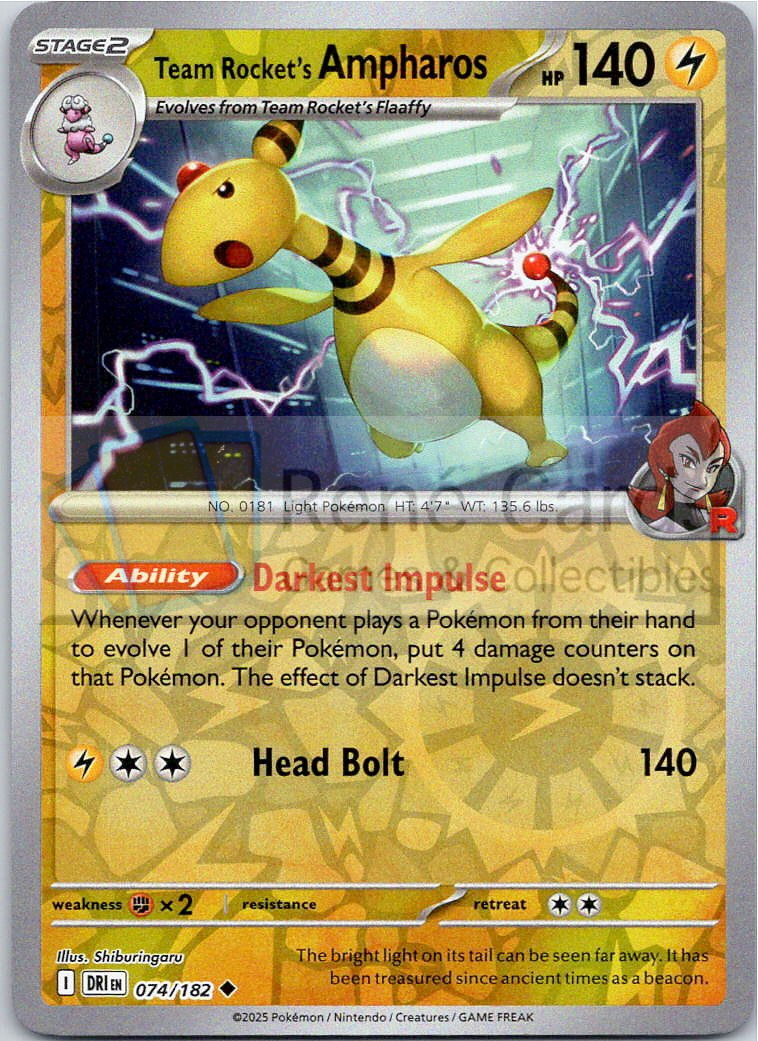 Team Rocket's Ampharos - DRI  - 074/182 - Reverse
