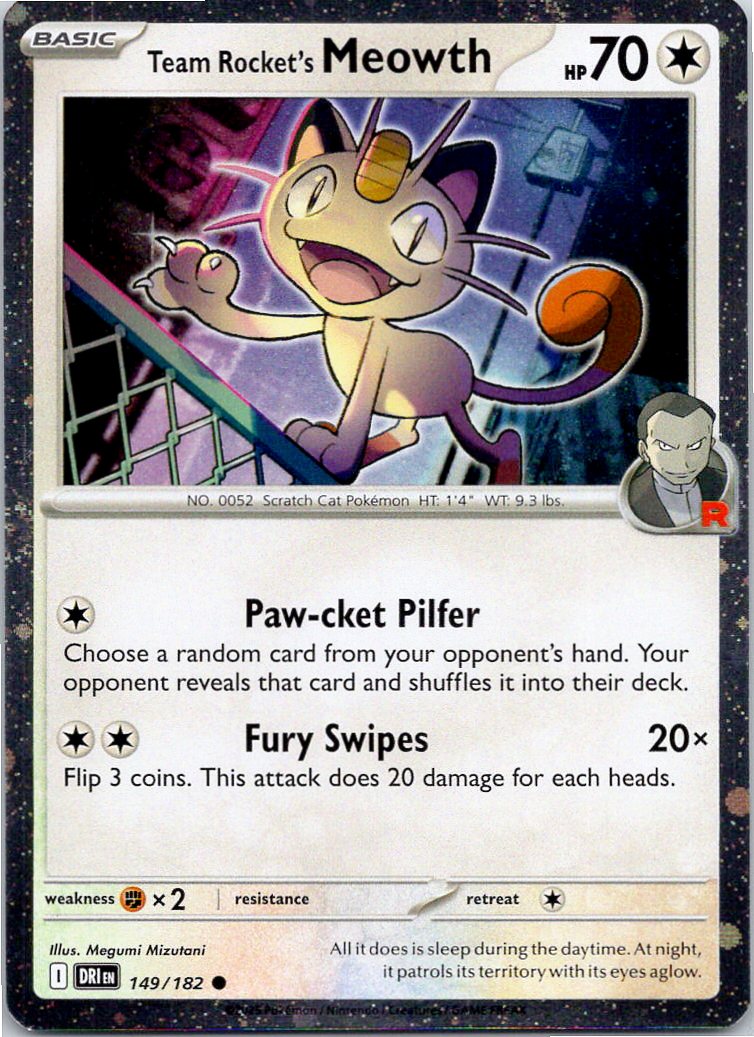 Team Rocket's Meowth - DRI  - 149/182 - Cosmos Foil