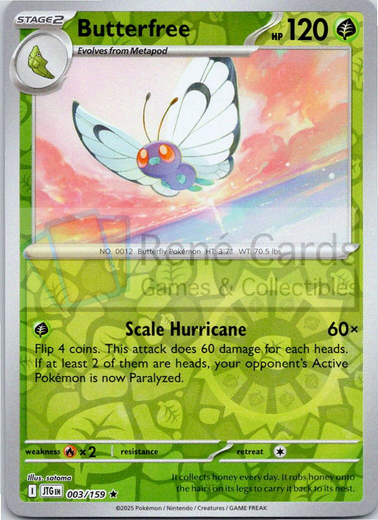 Butterfree - JTG  - 003/159 - Reverse