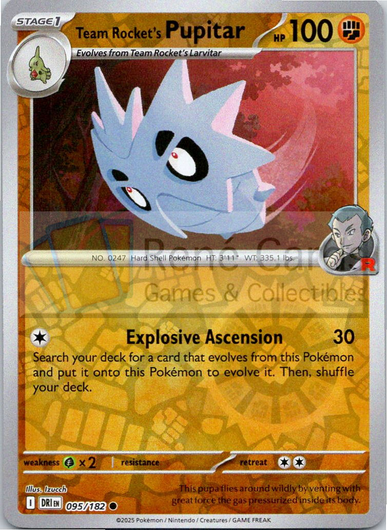 Team Rocket's Pupitar - DRI  - 095/182 - Reverse