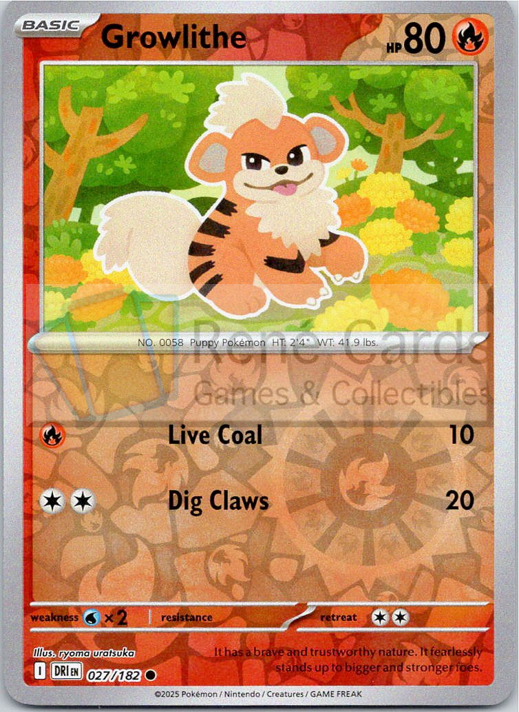 Growlithe - DRI  - 027/182 - Reverse