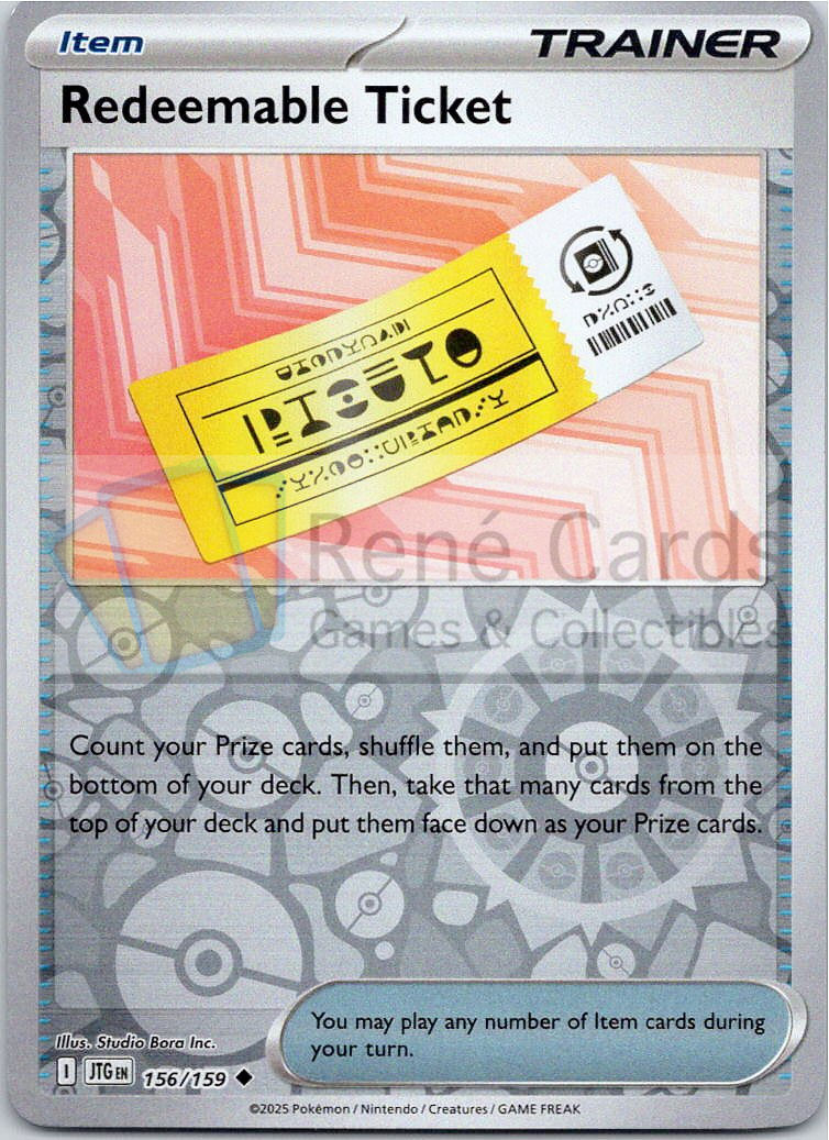 Redeemable Ticket - JTG  - 156/159 - Reverse
