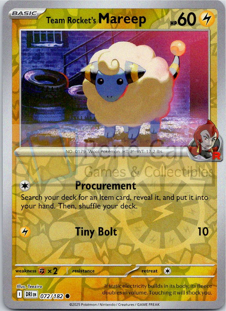 Team Rocket's Mareep - DRI  - 072/182 - Reverse