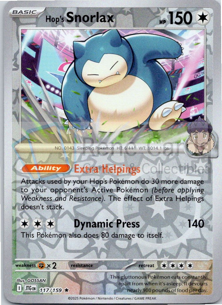 Hop's Snorlax - JTG  - 117/159 - Reverse