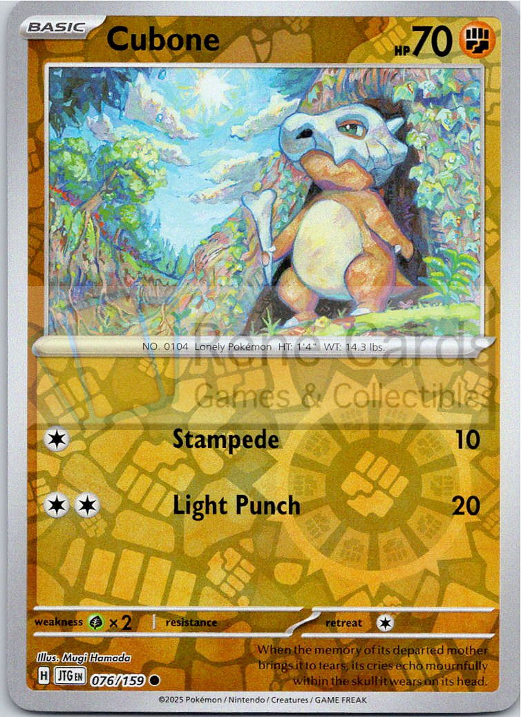 Cubone - JTG  - 076/159 - Reverse